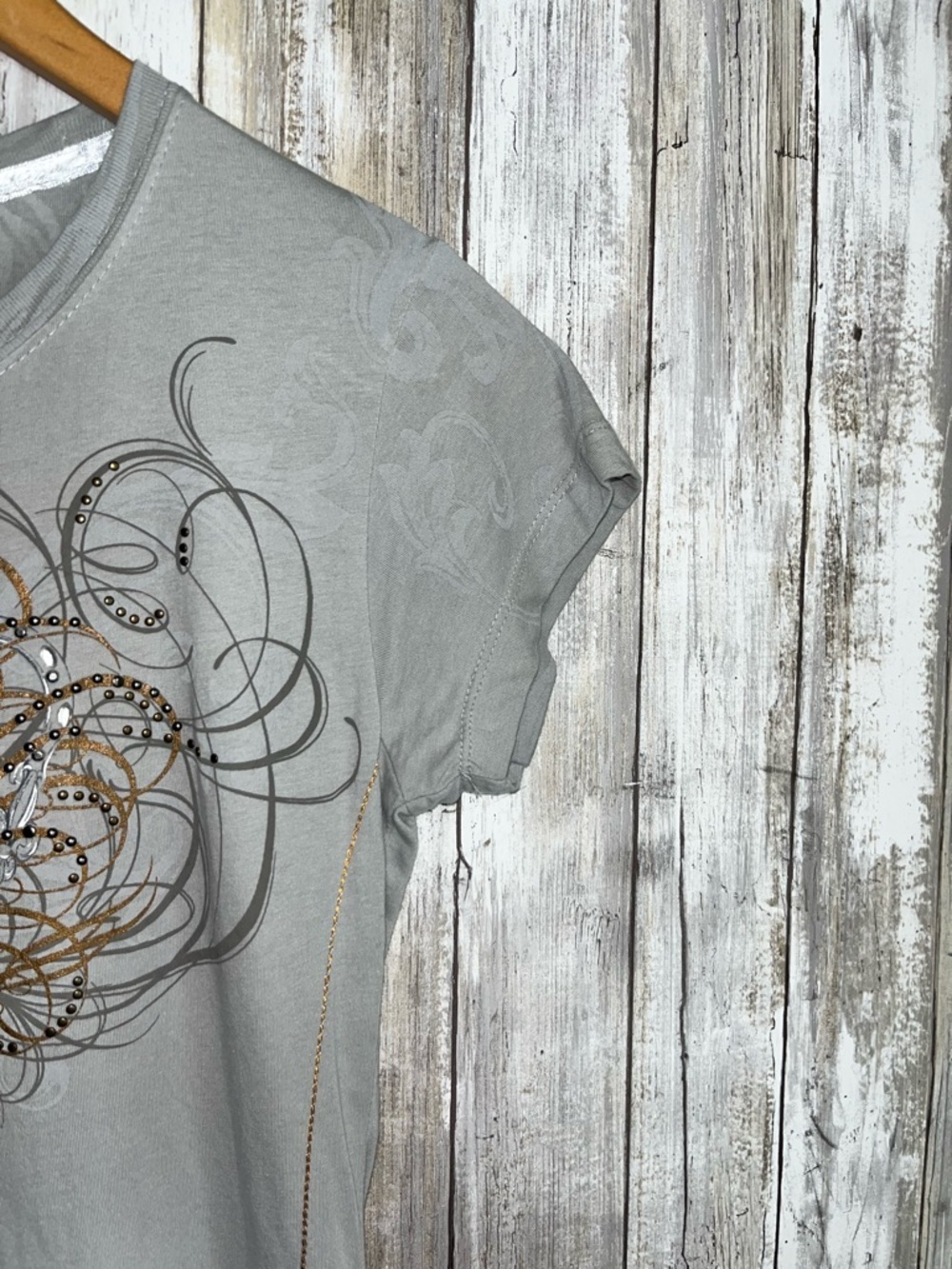 Hard Rock Couture Nashville Rhinestone Graphic Tee XS Fitted Y2K Baby Tee - Picture 3 of 6